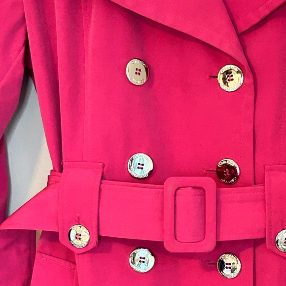 Calvin Klein Fuchsia Double-Breasted Belted Trench Coat - Size Small - Picture 8 of 13